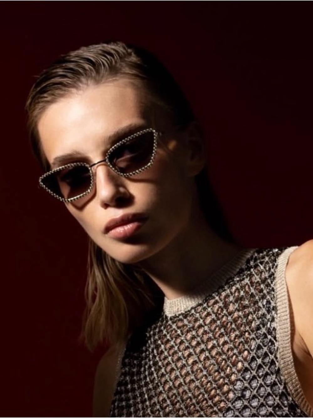 NEW Carolina Lemke Berlin Crystal Rhinestone Twiggy Gold Sunglasses Statement - Picture 4 of 13